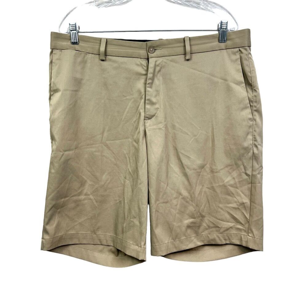 Nike Men Dri-Fit Golf Shorts Stretch Elastic Waist Slash Pockets Zip Fly Tan 36*